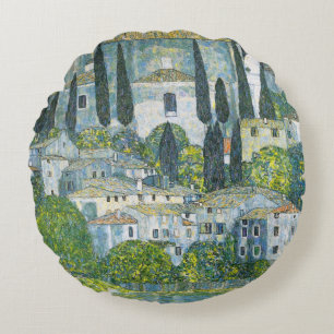 Kirche in Cassone von Gustav Klimt Rundes Kissen