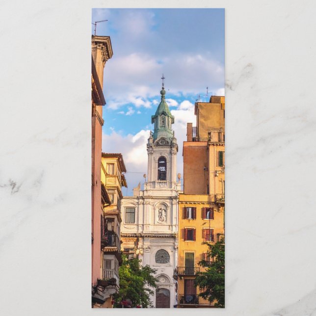 Kirche in der Stadt Menükarte (Vorderseite)