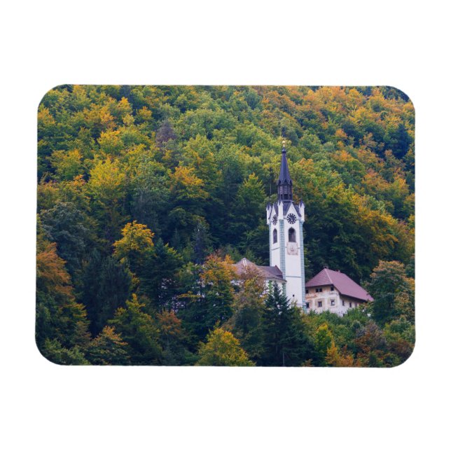 Kirche in einem Regenwald in Slowenien Magnet (Horizontal)