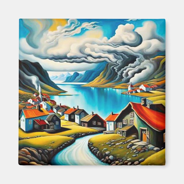 Kirche in Fjord3 Magnet (Vorne)