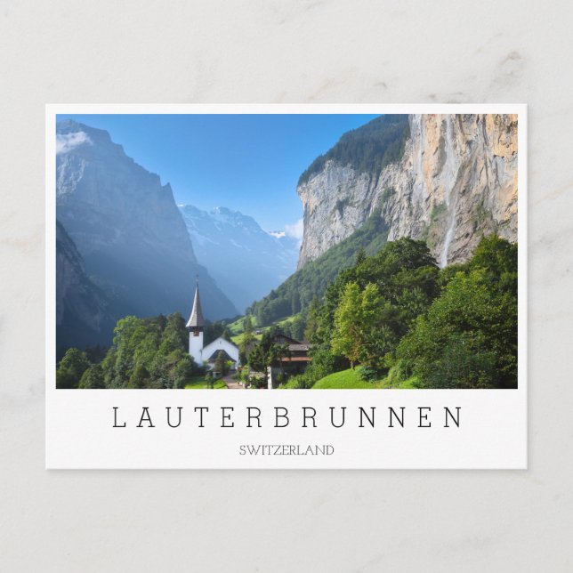 Kirche in Lauterbrunnen, Schweiz Postkarte (Vorderseite)