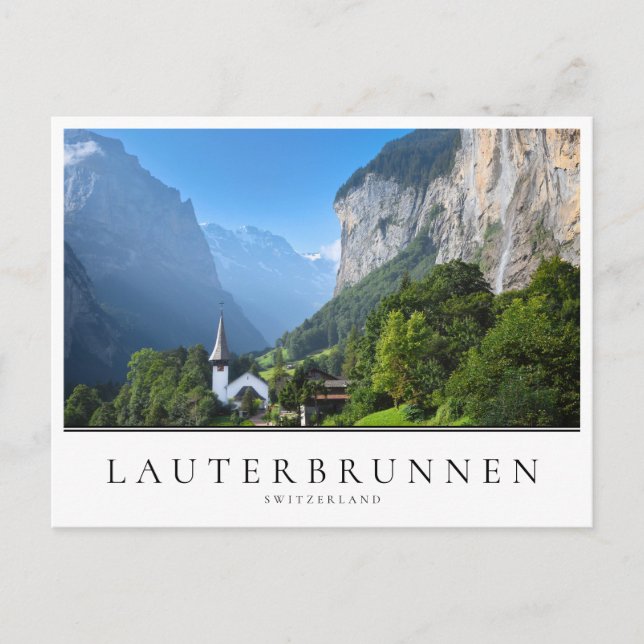Kirche in Lauterbrunnen, Schweiz Postkarte (Vorderseite)
