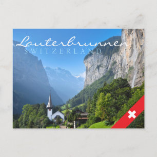 Kirche in Lauterbrunnen, Schweiz Postkarte