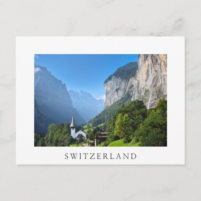 Kirche in Lauterbrunnen, Schweiz Postkarte (Vorderseite)