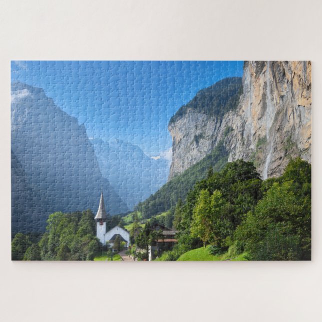 Kirche in Lauterbrunnen, Schweiz Puzzle (Horizontal)