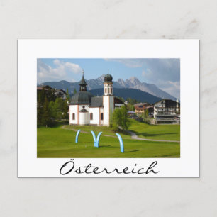 Kirche in Österreich - weiße Postkarte