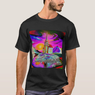 Kirche in psychedelischer Landschaft 1 T-Shirt