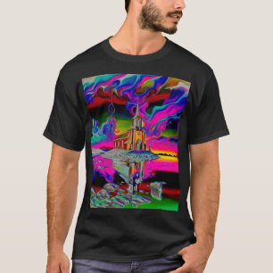 Kirche in psychedelischer Landschaft 2 T-Shirt