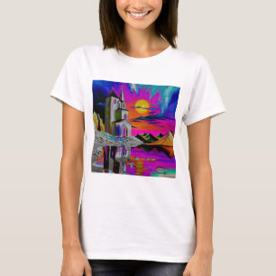 Kirche in psychedelischer Landschaft 5 T-Shirt