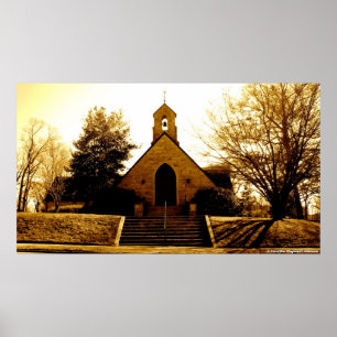 Kirche in Sepiatone Poster