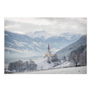 Kirche in Zillertal im Winter-Fotodruck Fotodruck