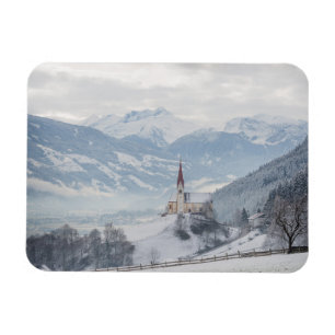 Kirche in Zillertal im Winter rechteckig Magnet