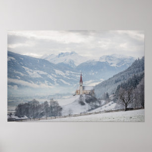 Kirche in Zillertal im Winterposter Poster