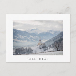 Kirche in Zillertal in der weißen Textpostkarte Postkarte