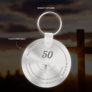 Kirche Jahrestag Feier Pearls Silver Schlüsselanhänger