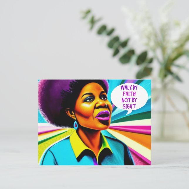 Kirche Lady Wandern durch den Glauben Postkarte (Stehend Vorderseite)