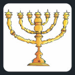 Kirche Menorah Quadratischer Aufkleber<br><div class="desc">Eine Kirche menorah in Gold mit vielen Kerzen. Dieses Design sieht auf diesen Aufklebern wirklich effektiv aus</div>