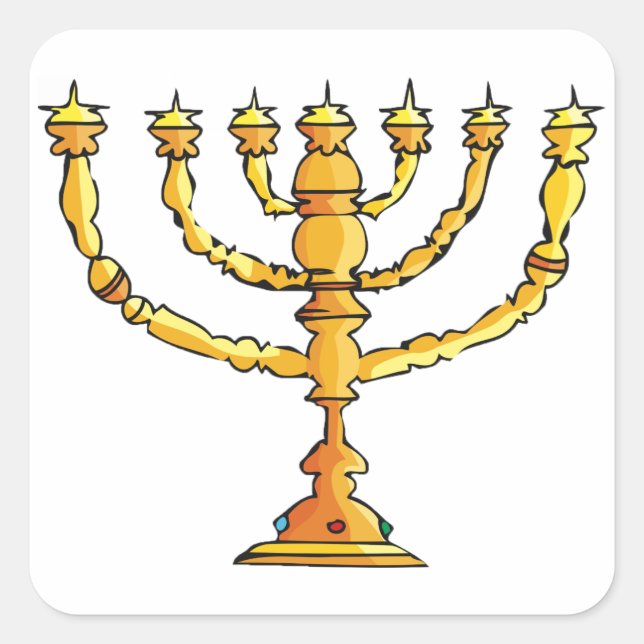 Kirche Menorah Quadratischer Aufkleber (Vorderseite)