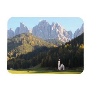 Kirche mit Dolomiten-Rektmagnet Magnet