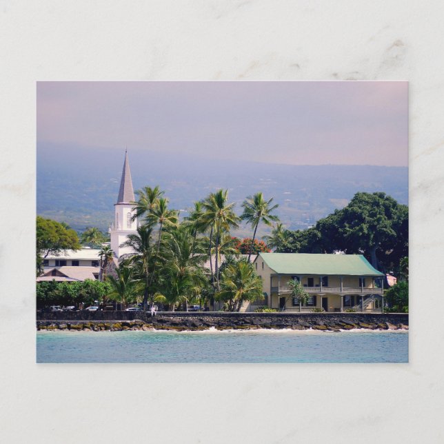 Kirche Mokuaikaua, Schloss Hulihee, Kailua-Kona, Postkarte (Vorderseite)