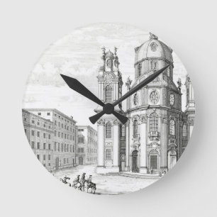 Kirche Notre Dame, Salzburg, Österreich, ab 'Ent Runde Wanduhr