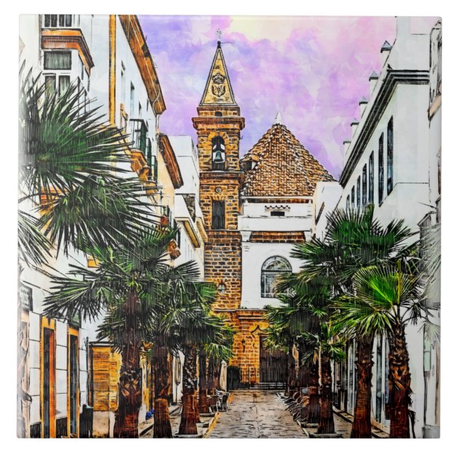 Kirche Nuestra Senora de la Palma. Cadiz, Spanien. Fliese (Vorderseite)