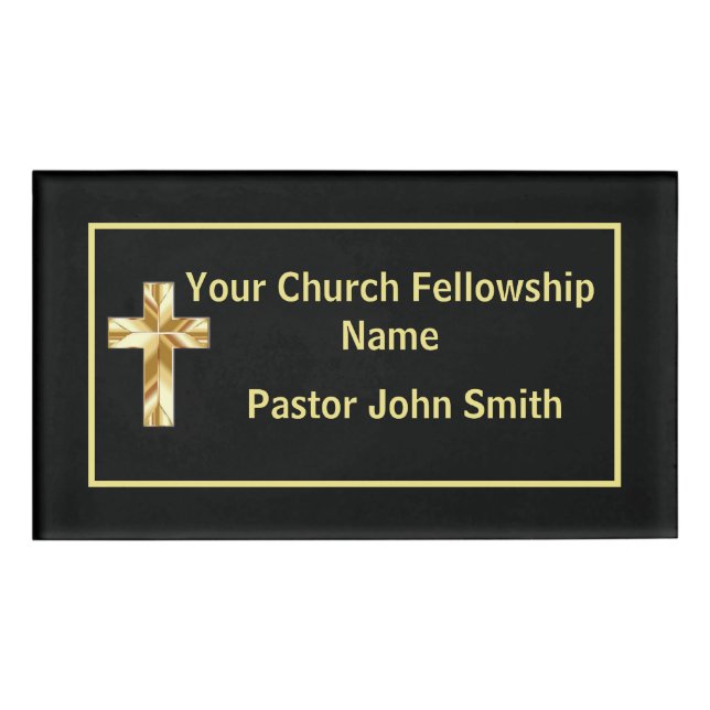 Kirche Pastor Classy Black Namenschild (Vorderseite)