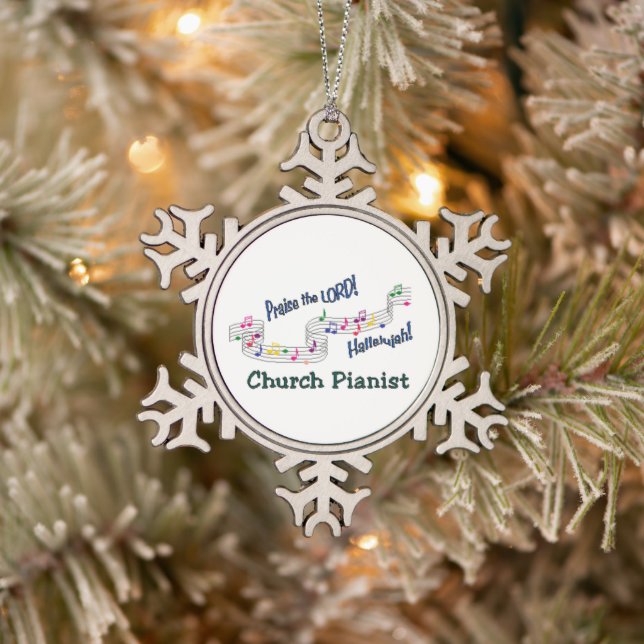 Kirche Pianist Snowflake Tischtennis Weihnachtssch Schneeflocken Zinn-Ornament (Baum)