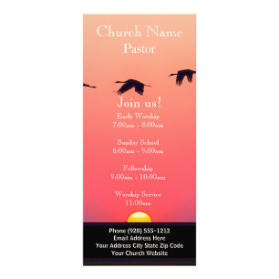 Kirche Rack Card Sonnenuntergangs Vögel, Besuchen Werbekarte