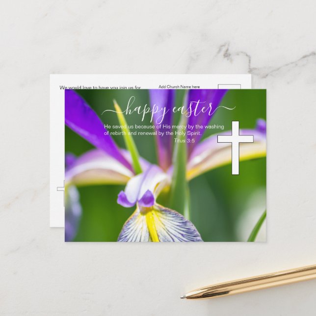 Kirche Religiöses Ostern Postkarte (Vorderseite/Rückseite Beispiel)