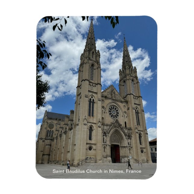 Kirche Saint Baudilus in Nimes, Frankreich, Magnet (Vertikal)