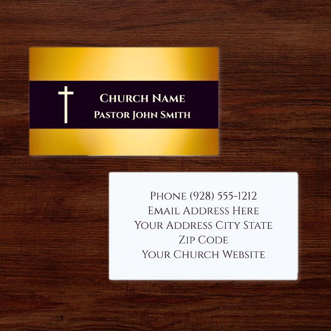 Kirche Santa Maria degli Angioli Rodelbahn mit Aus Visitenkarte (Church Pastor Gold Black Elegant Christian Business Card)