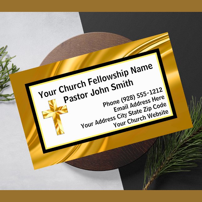 Kirche Santa Maria degli Angioli Visitenkarte (Church Pastor Elegant Gold And Black Business Cards)