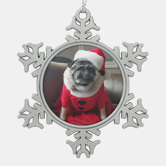 Kirche Santa Pickles Schneeflocken Zinn-Ornament (Vorderseite)