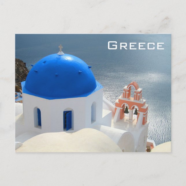 Kirche Santorin am Nachmittag Postkarte (Vorderseite)