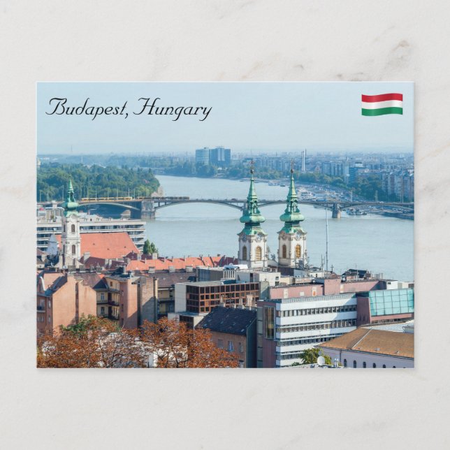 Kirche St. Anne und Margaret-Brücke in Budapest Postkarte (Vorderseite)