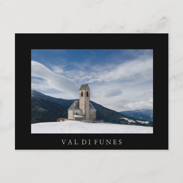 Kirche St. Jakob im Val di Funes Schwarze Postkart Postkarte (Vorderseite)