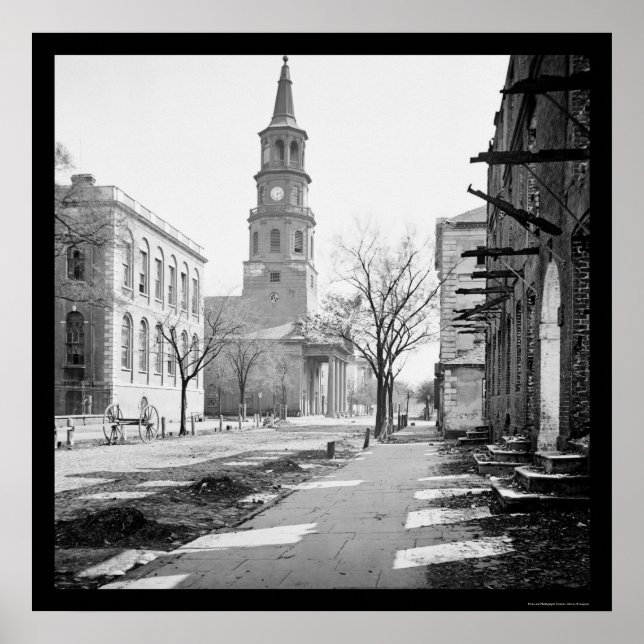 Kirche St. Michael in Charleston, SC 1865 Poster (Vorne)