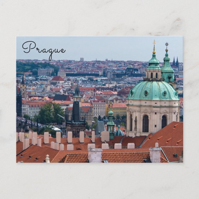Kirche St. Nicolas und Dächer von Prag Postkarte (Vorderseite)
