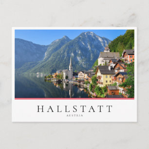 Kirche und Dorf Hallstatt, Österreich mit Alpen Postkarte