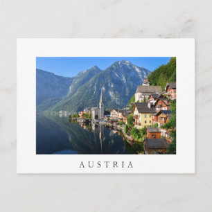 Kirche und Dorf Hallstatt, Österreich mit Alpen Postkarte