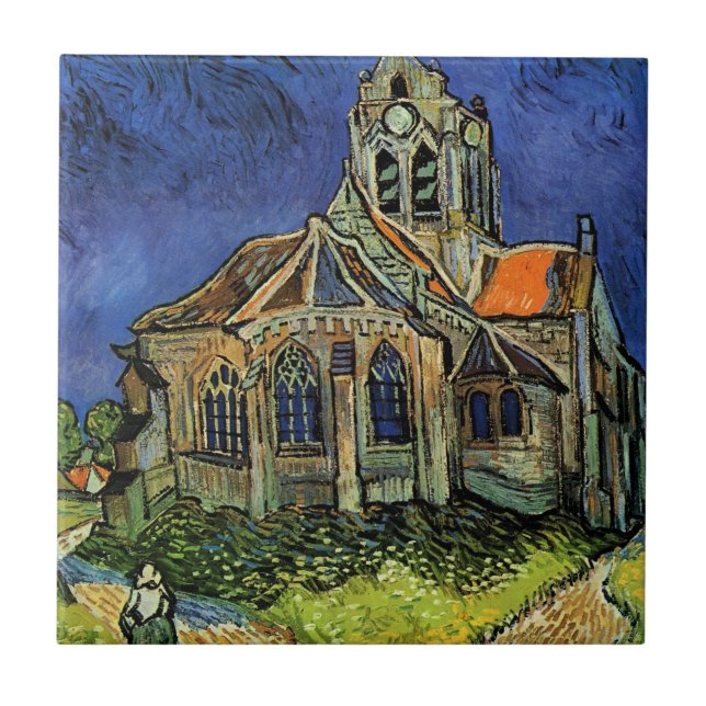 Kirche von Auvers-sur-Oise von Vincent van Gogh Fliese (Vorderseite)