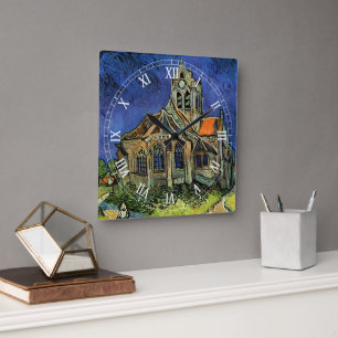 Kirche von Auvers-sur-Oise von Vincent van Gogh Quadratische Wanduhr