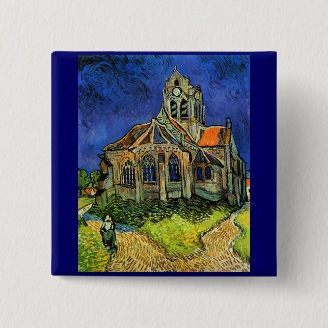Kirche von Auvers Van Gogh Button (Vorderseite)