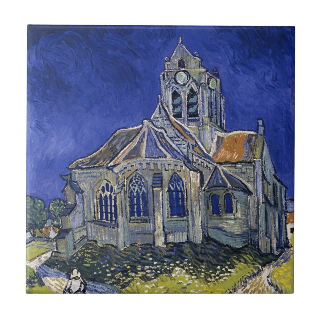 Kirche von Auvers von Van Gogh Gemälde Art Fliese (Vorderseite)