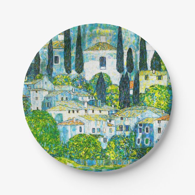 Kirche von Cassone Gustav Klimt Pappteller (Vorderseite)
