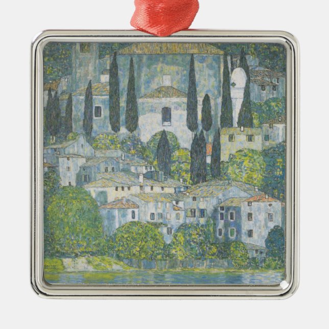 Kirche von Cassone (Italienische Landschaft) Vinta Ornament Aus Metall (Vorne)