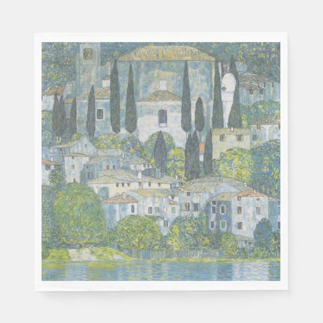 Kirche von Cassone (Italienische Landschaft) Vinta Serviette (Vorderseite)
