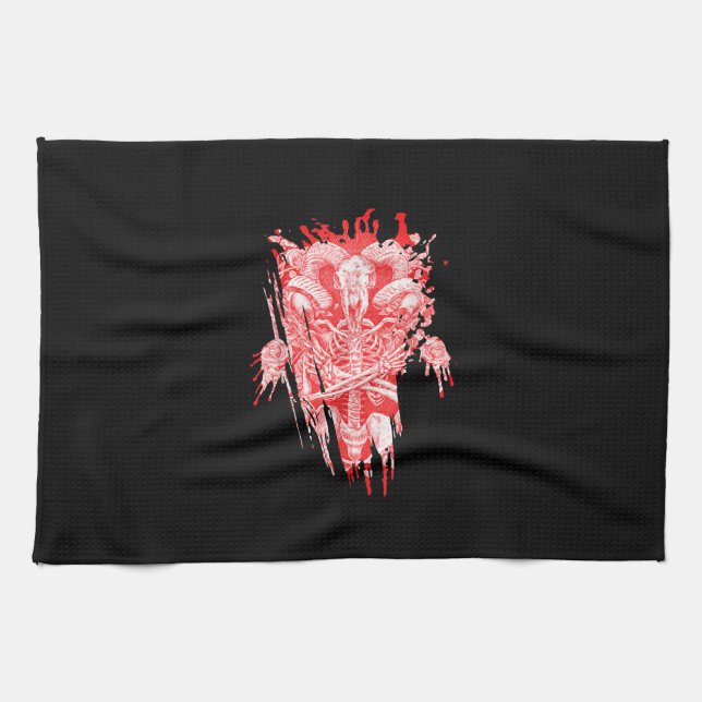 Kirche von Satan Geschenk Alles Hageziege Satanic  Geschirrtuch (Horizontal)