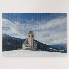 Kirche von St. Jakob in Villnöss im Winter Puzzle